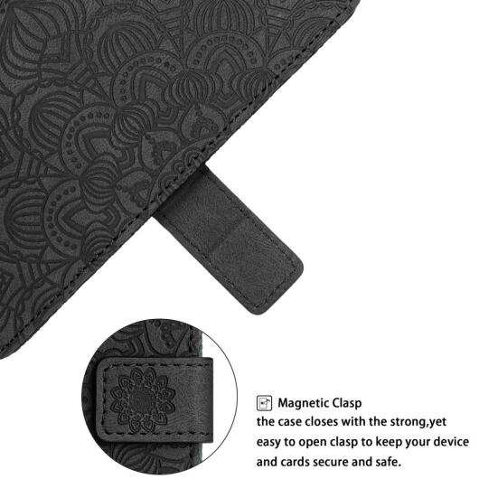 Xiaomi Redmi Note 12 Hoesje Bloemen Print Wallet Book Case Zwart afbeelding 7