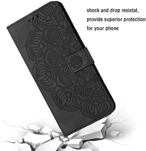 Xiaomi Redmi Note 12 Hoesje Bloemen Print Wallet Book Case Zwart afbeelding 8