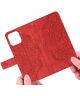 Xiaomi Redmi Note 12 Hoesje Bloemen Print Wallet Book Case Rood