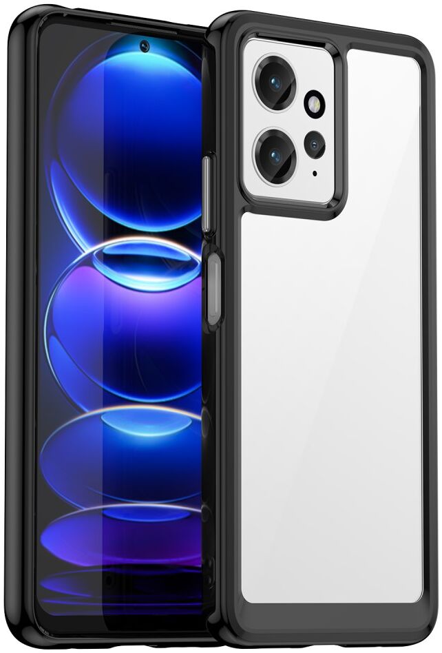 Xiaomi Redmi Note 12 Hoesje Acryl Back Cover Transparant Zwart afbeelding 1