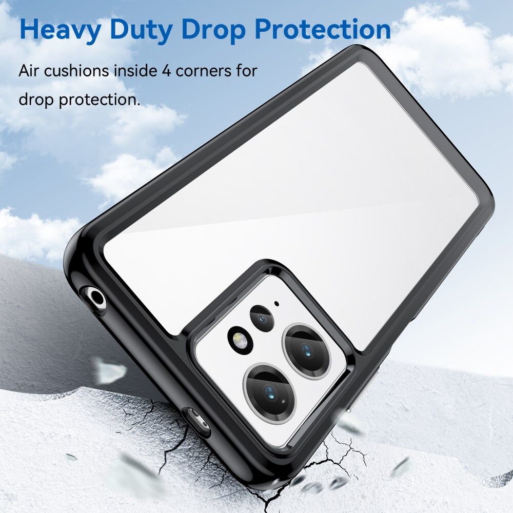 Xiaomi Redmi Note 12 Hoesje Acryl Back Cover Transparant Zwart afbeelding 3