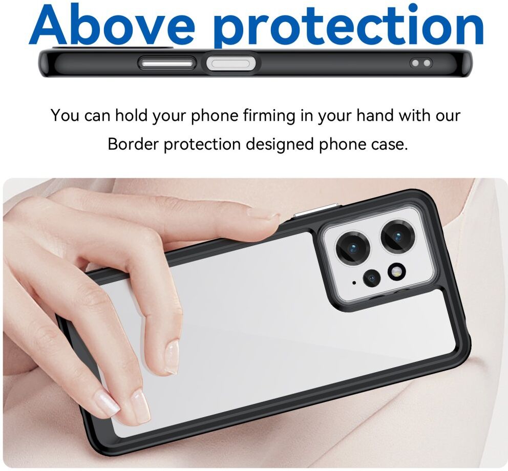 Xiaomi Redmi Note 12 Hoesje Acryl Back Cover Transparant Zwart afbeelding 4