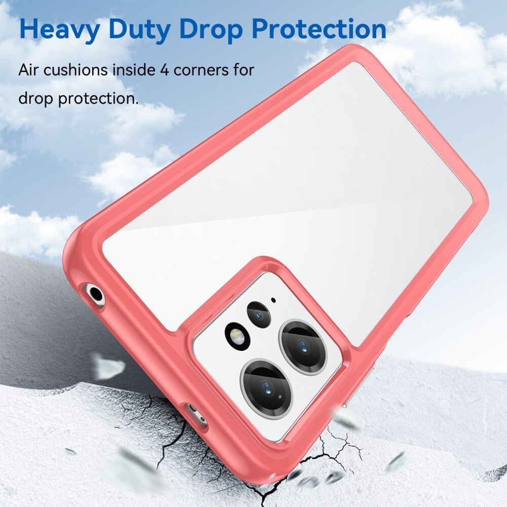 Xiaomi Redmi Note 12 Hoesje Acryl Back Cover Transparant Rood afbeelding 3