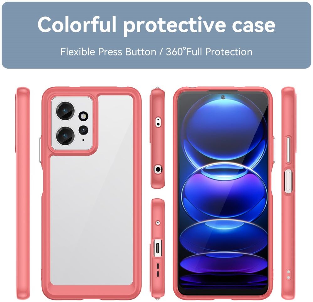 Xiaomi Redmi Note 12 Hoesje Acryl Back Cover Transparant Rood afbeelding 8