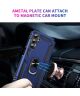 Samsung Galaxy A24 Hoesje Magnetische Kickstand Ring Back Cover Blauw