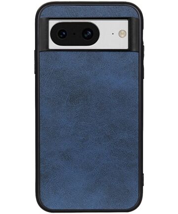 Google Pixel 8 Hoesje met Kunstleer Coating Back Cover Blauw Hoesjes