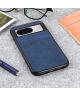 Google Pixel 8 Hoesje met Kunstleer Coating Back Cover Blauw