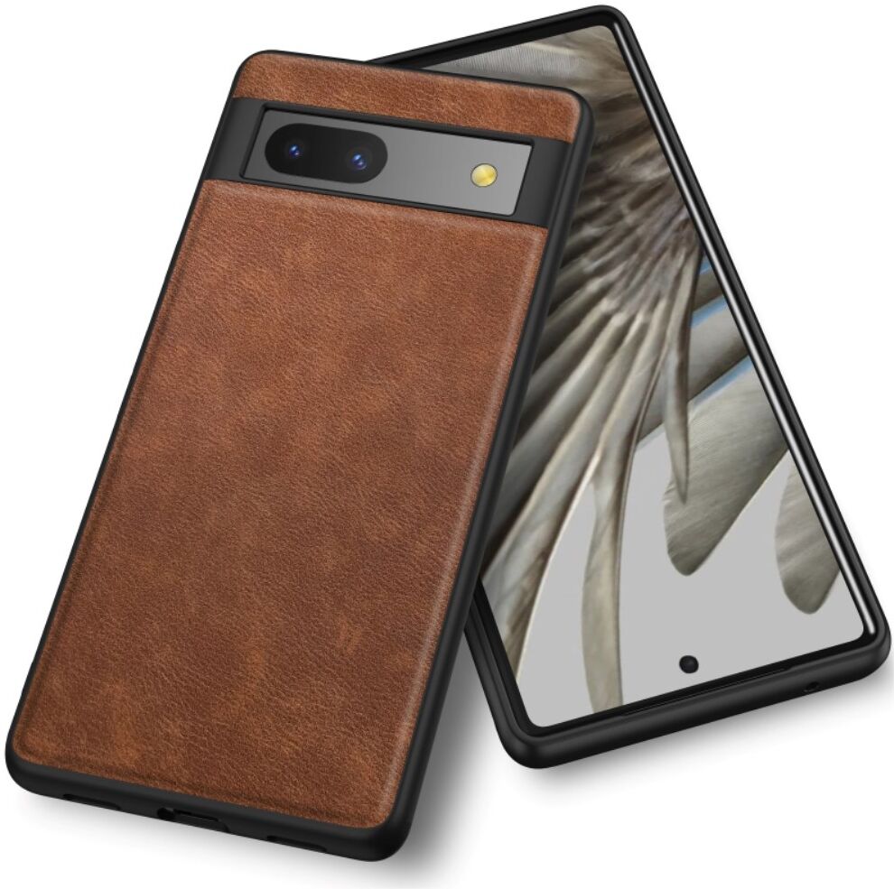 Google Pixel 7a Hoesje Kunstleer Coating Back Cover Bruin afbeelding 2