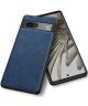 Google Pixel 7a Hoesje Kunstleer Coating Back Cover Blauw