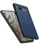 Google Pixel 7a Hoesje Kunstleer Coating Back Cover Blauw