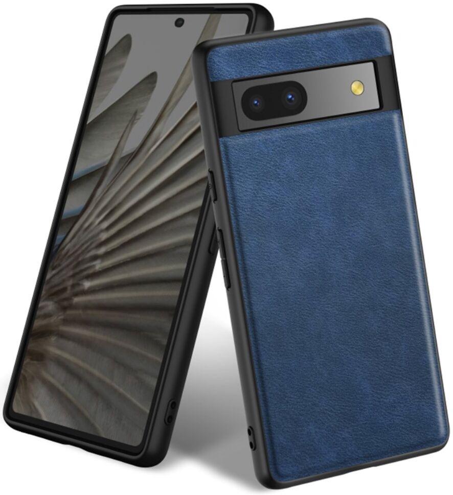 Google Pixel 7a Hoesje Kunstleer Coating Back Cover Blauw afbeelding 1