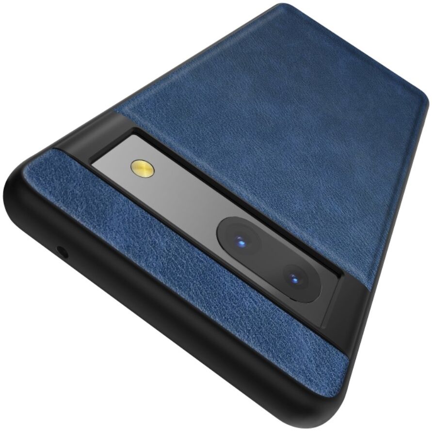 Google Pixel 7a Hoesje Kunstleer Coating Back Cover Blauw afbeelding 4