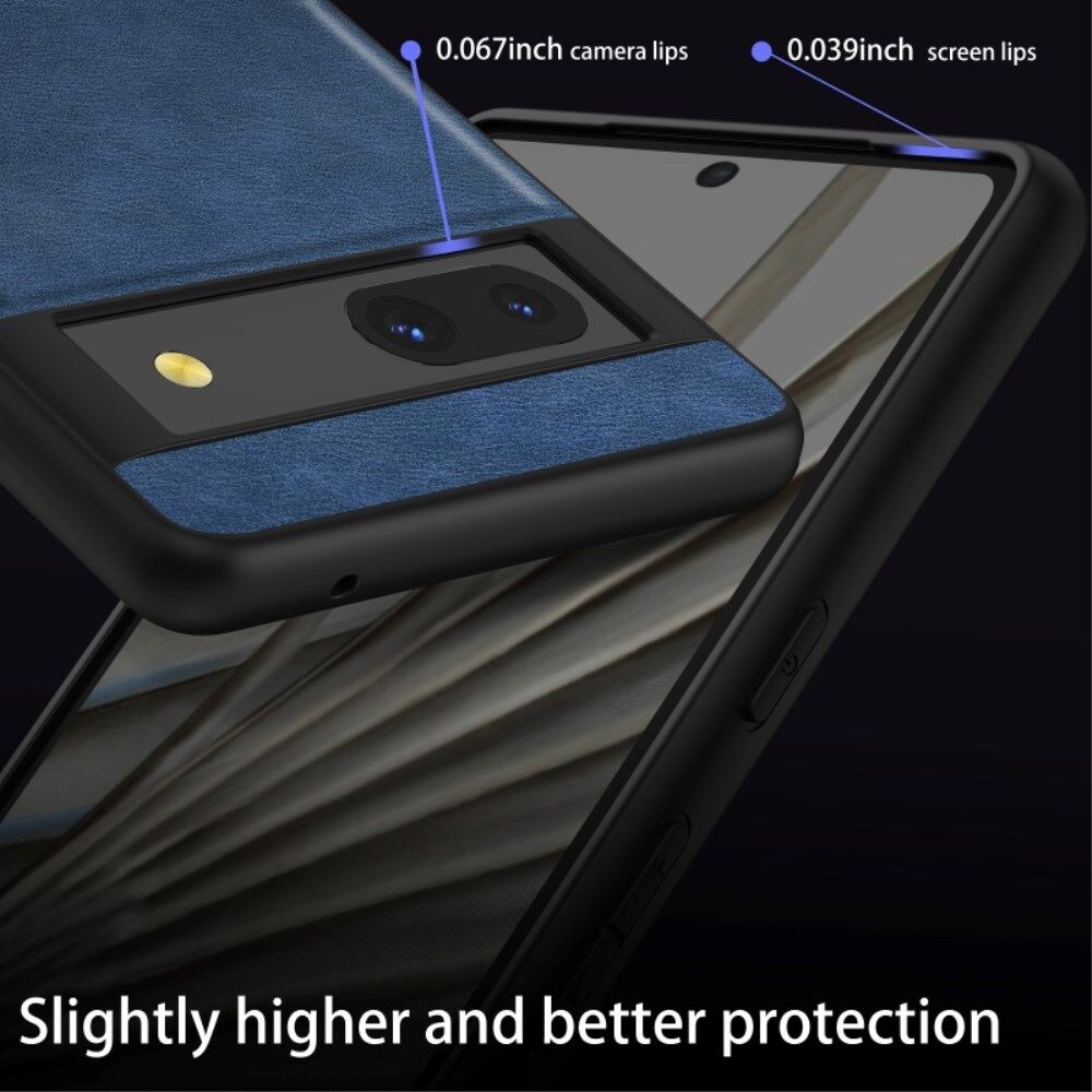 Google Pixel 7a Hoesje Kunstleer Coating Back Cover Blauw afbeelding 5