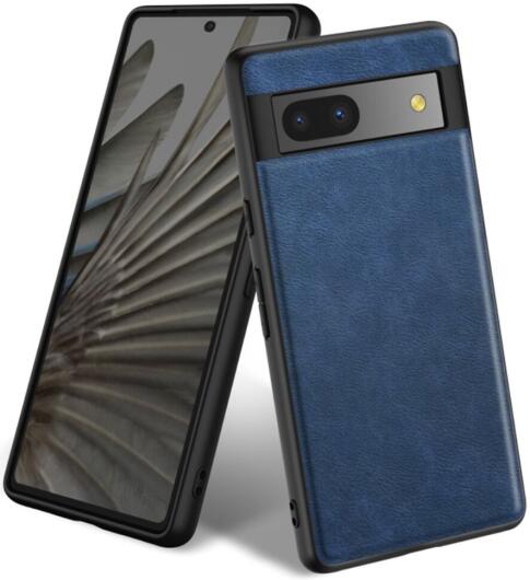 Google Pixel 7a Hoesje Kunstleer Coating Back Cover Blauw afbeelding 1