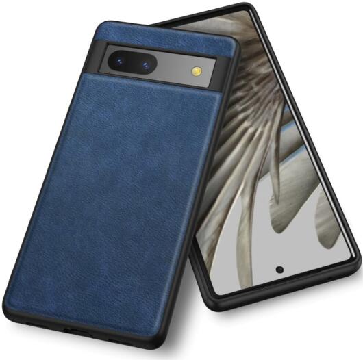 Google Pixel 7a Hoesje Kunstleer Coating Back Cover Blauw afbeelding 2