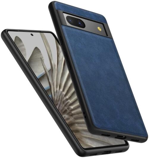 Google Pixel 7a Hoesje Kunstleer Coating Back Cover Blauw afbeelding 3