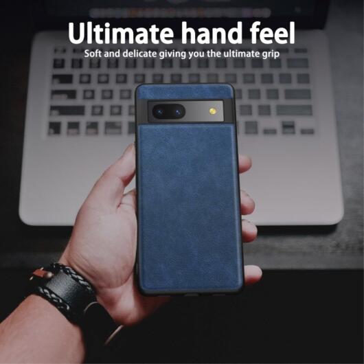 Google Pixel 7a Hoesje Kunstleer Coating Back Cover Blauw afbeelding 7