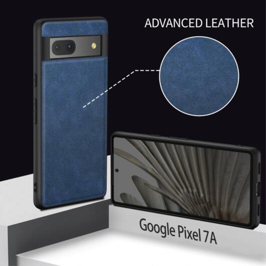 Google Pixel 7a Hoesje Kunstleer Coating Back Cover Blauw afbeelding 8