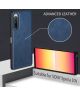 Sony Xperia 10 V Hoesje met Kunstleer Coating Back Cover Blauw