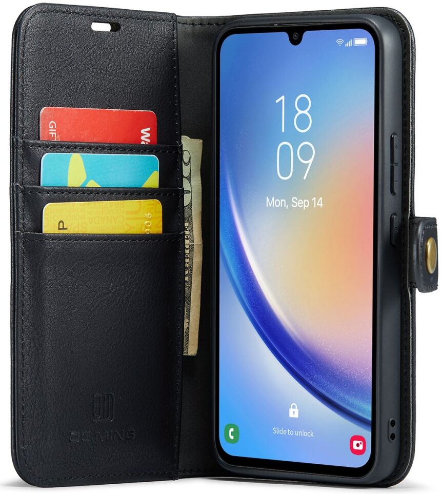 DG Ming Samsung Galaxy A34 Hoesje Retro Wallet Book Case Zwart afbeelding 1