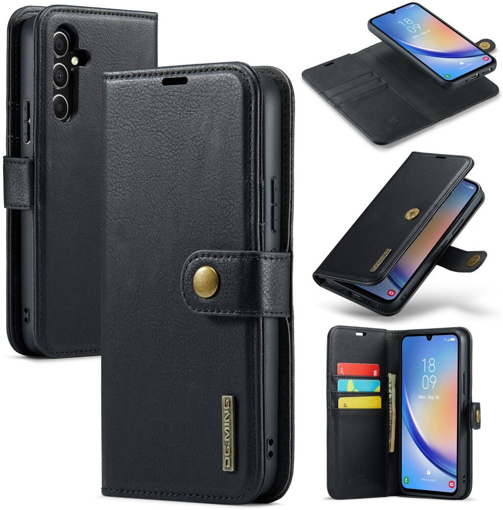 DG Ming Samsung Galaxy A34 Hoesje Retro Wallet Book Case Zwart afbeelding 2
