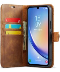 DG Ming Samsung Galaxy A34 Hoesje Retro Wallet Book Case Bruin
