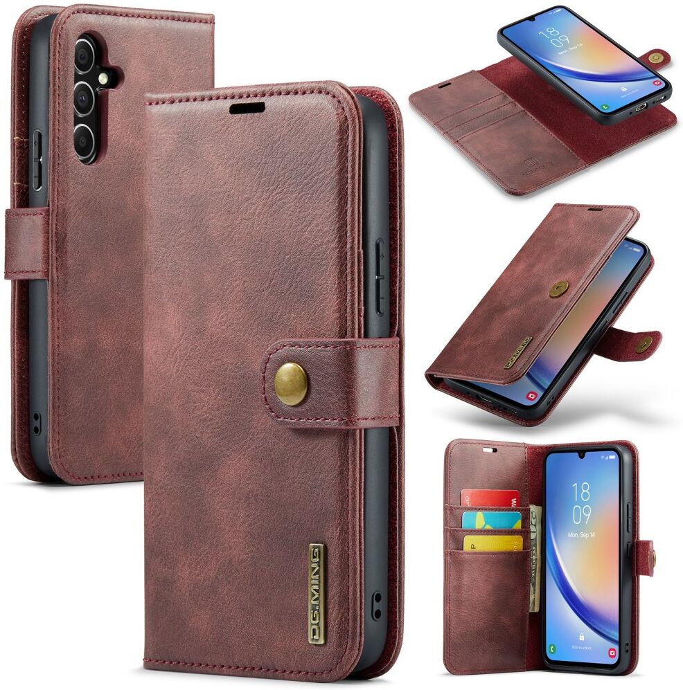 DG Ming Samsung Galaxy A34 Hoesje Retro Wallet Book Case Rood afbeelding 2