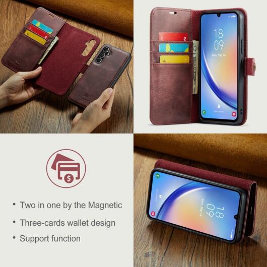 DG Ming Samsung Galaxy A34 Hoesje Retro Wallet Book Case Rood afbeelding 5