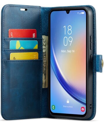 DG Ming Samsung Galaxy A34 Hoesje Retro Wallet Book Case Blauw Hoesjes