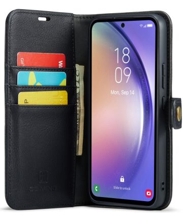 DG Ming Samsung Galaxy A54 Hoesje Retro Wallet Book Case Zwart Hoesjes