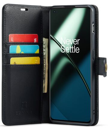 DG Ming OnePlus 11 Hoesje Retro Wallet Book Case Zwart Hoesjes