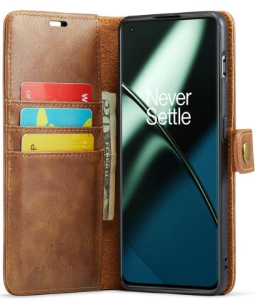 DG Ming OnePlus 11 Hoesje Retro Wallet Book Case Bruin Hoesjes
