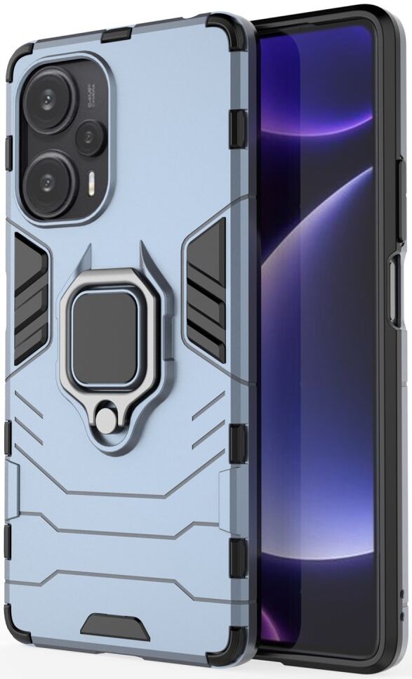 Xiaomi Poco F5 Hoesje met Magnetische Kickstand Ring Blauw afbeelding 1