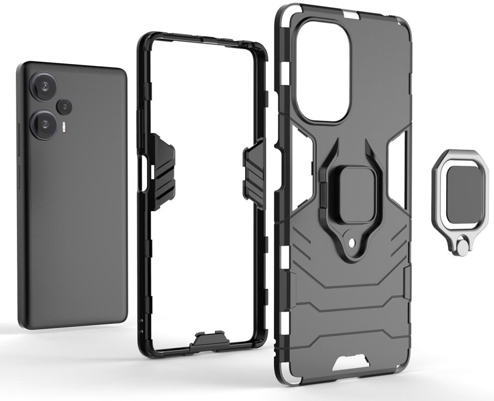 Xiaomi Poco F5 Hoesje met Magnetische Kickstand Ring Blauw afbeelding 4