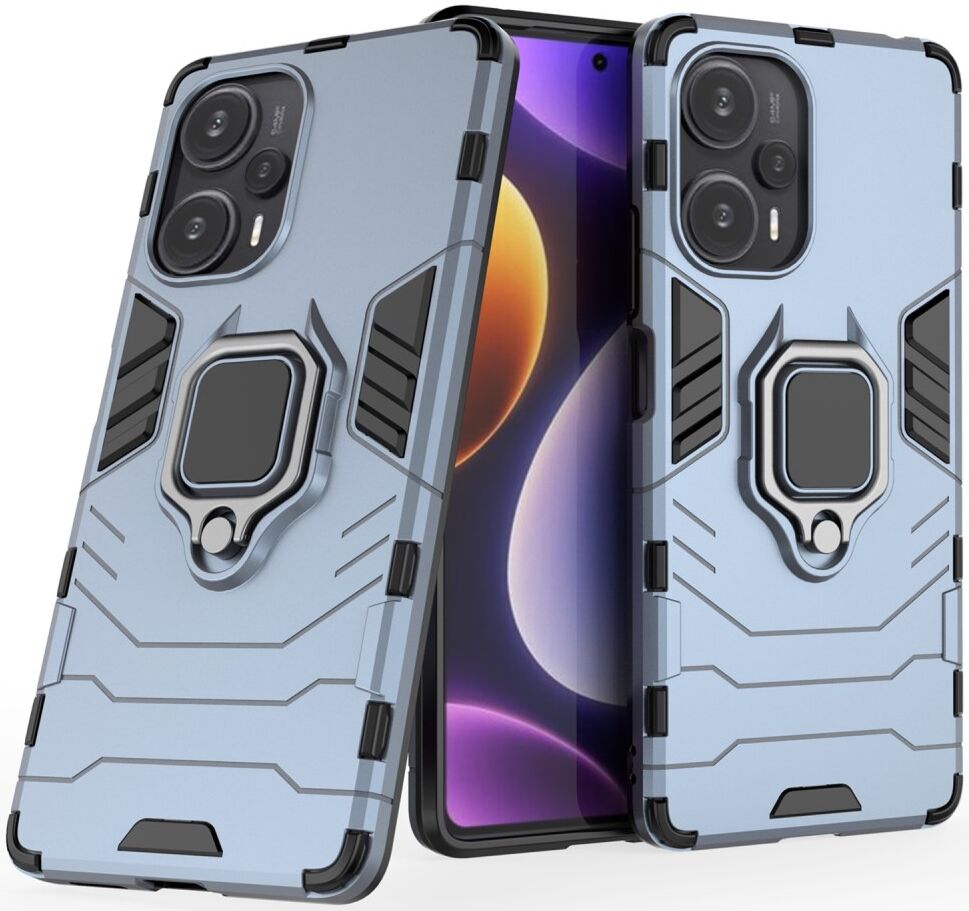 Xiaomi Poco F5 Hoesje met Magnetische Kickstand Ring Blauw afbeelding 5