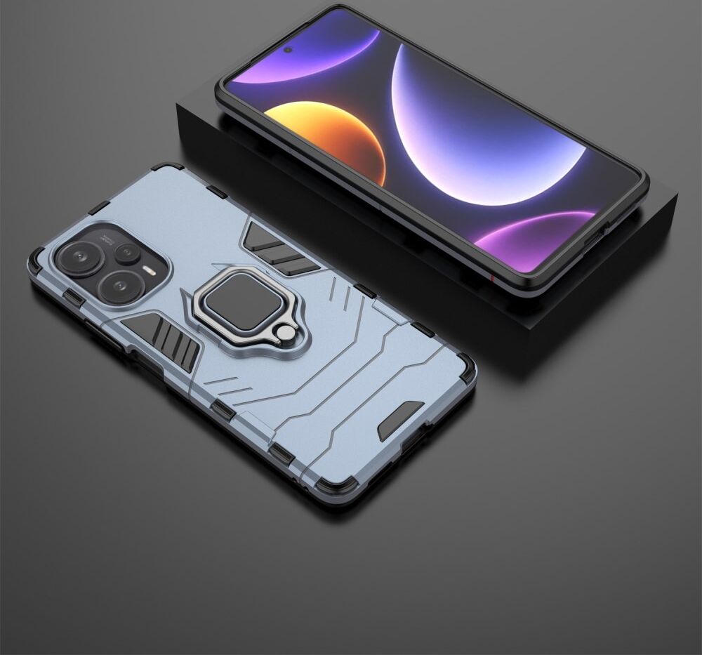 Xiaomi Poco F5 Hoesje met Magnetische Kickstand Ring Blauw afbeelding 6