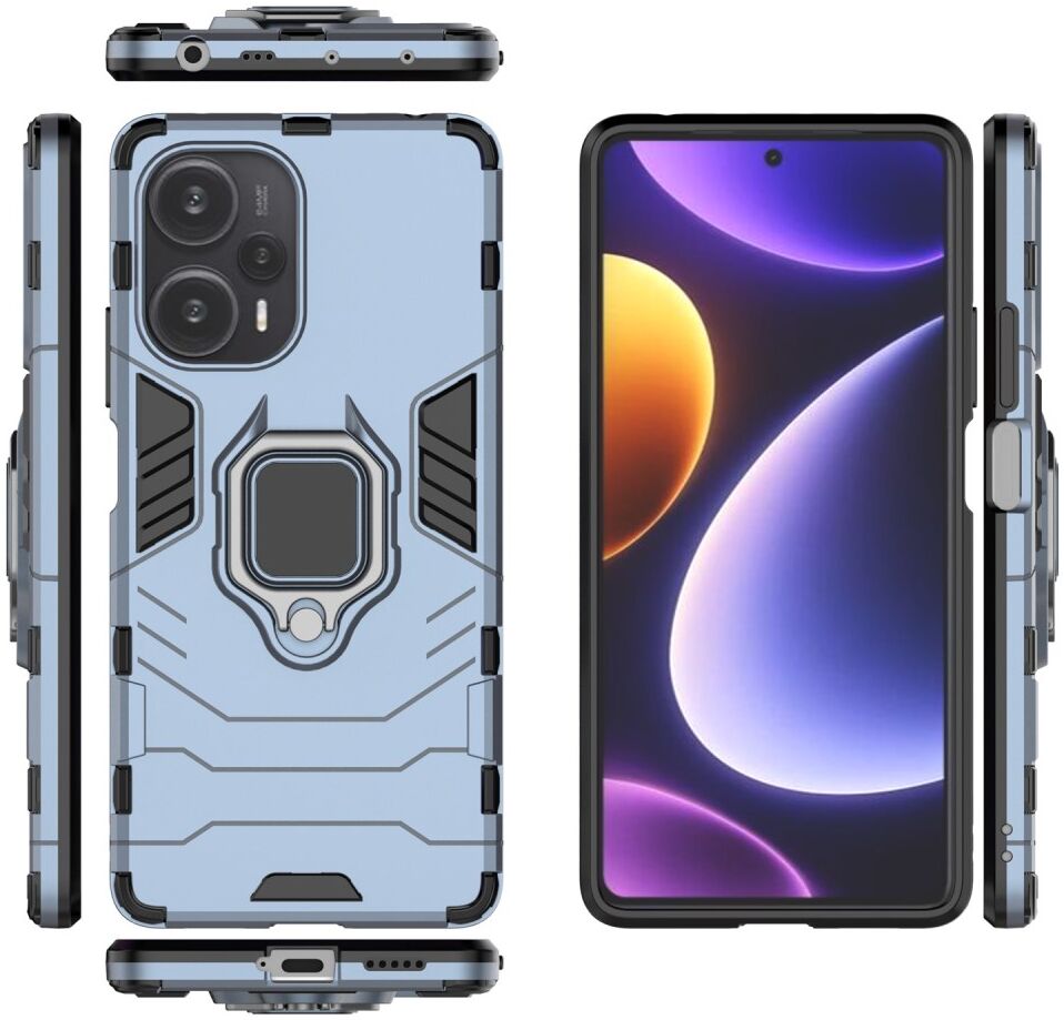 Xiaomi Poco F5 Hoesje met Magnetische Kickstand Ring Blauw afbeelding 7