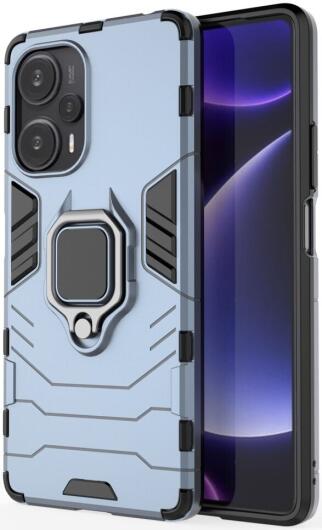 Xiaomi Poco F5 Hoesje met Magnetische Kickstand Ring Blauw afbeelding 1