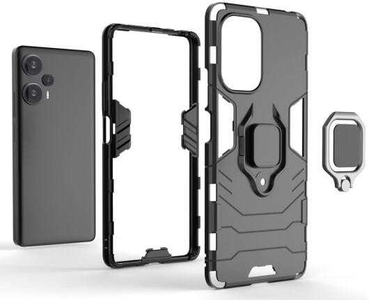 Xiaomi Poco F5 Hoesje met Magnetische Kickstand Ring Blauw afbeelding 4