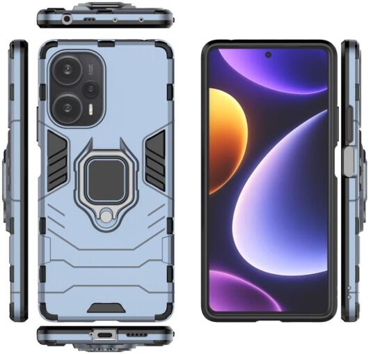 Xiaomi Poco F5 Hoesje met Magnetische Kickstand Ring Blauw afbeelding 7