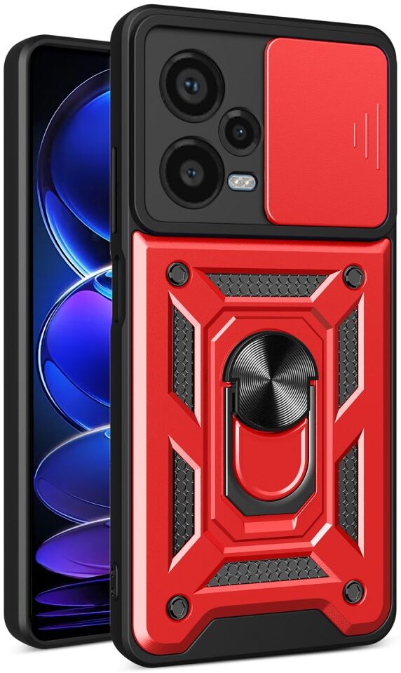 Xiaomi Redmi Note 12 Pro Plus Hoesje Camera Slider Kickstand Rood afbeelding 1
