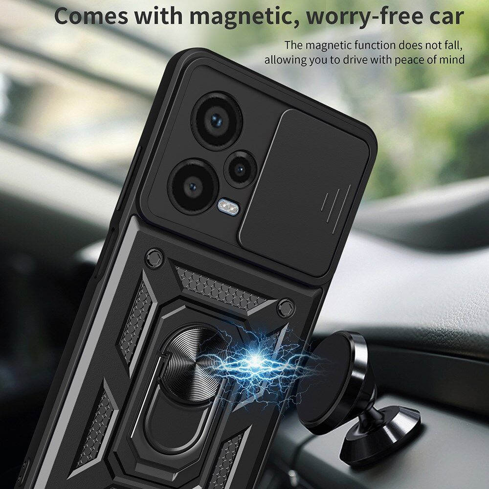 Xiaomi Redmi Note 12 Pro Plus Hoesje Camera Slider Kickstand Rood afbeelding 3
