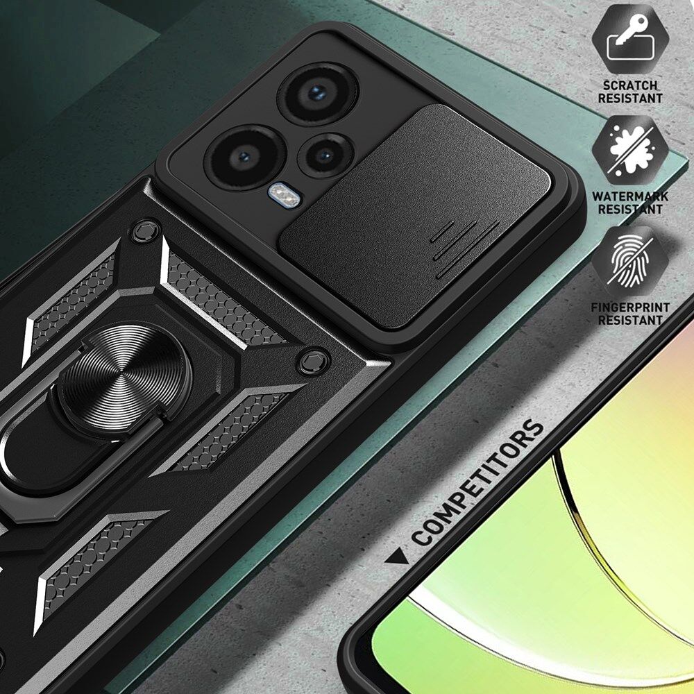 Xiaomi Redmi Note 12 Pro Plus Hoesje Camera Slider Kickstand Rood afbeelding 4