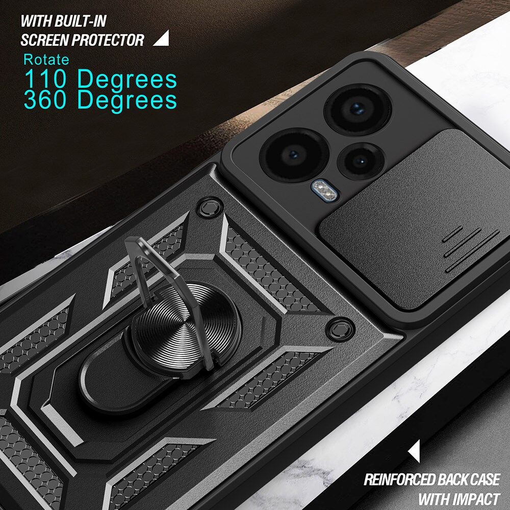 Xiaomi Redmi Note 12 Pro Plus Hoesje Camera Slider Kickstand Rood afbeelding 6