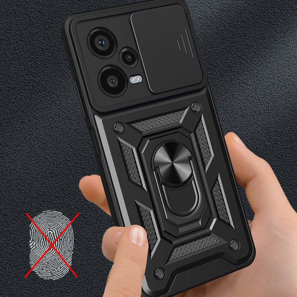Xiaomi Redmi Note 12 Pro Plus Hoesje Camera Slider Kickstand Rood afbeelding 7
