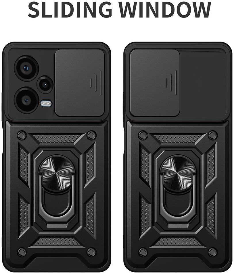 Xiaomi Redmi Note 12 Pro Plus Hoesje Camera Slider Kickstand Rood afbeelding 9