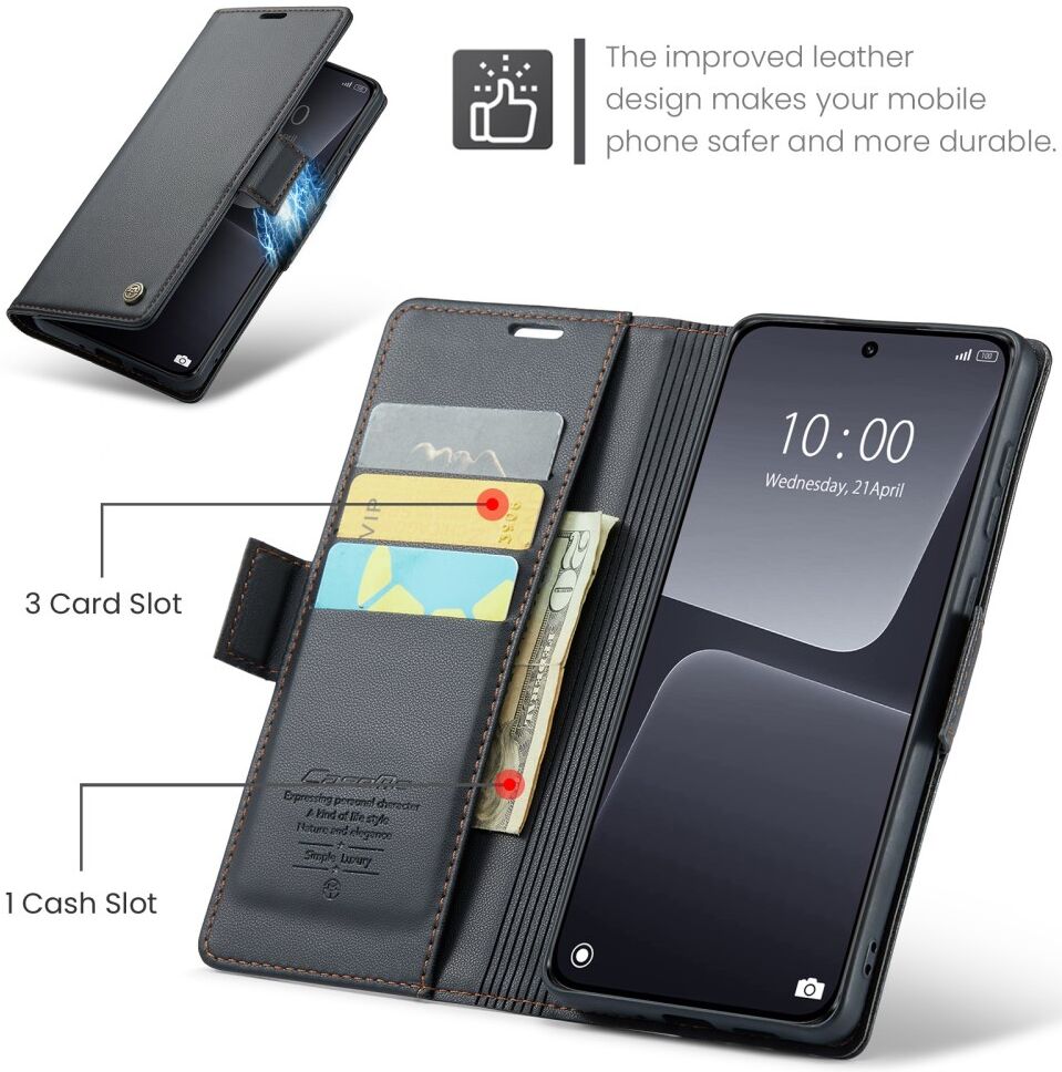 CaseMe 023 Xiaomi 13 Hoesje Portemonnee Book Case Zwart afbeelding 5