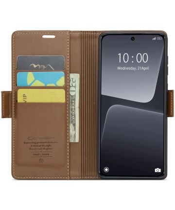 CaseMe 023 Xiaomi 13 Hoesje Portemonnee Book Case Bruin Hoesjes