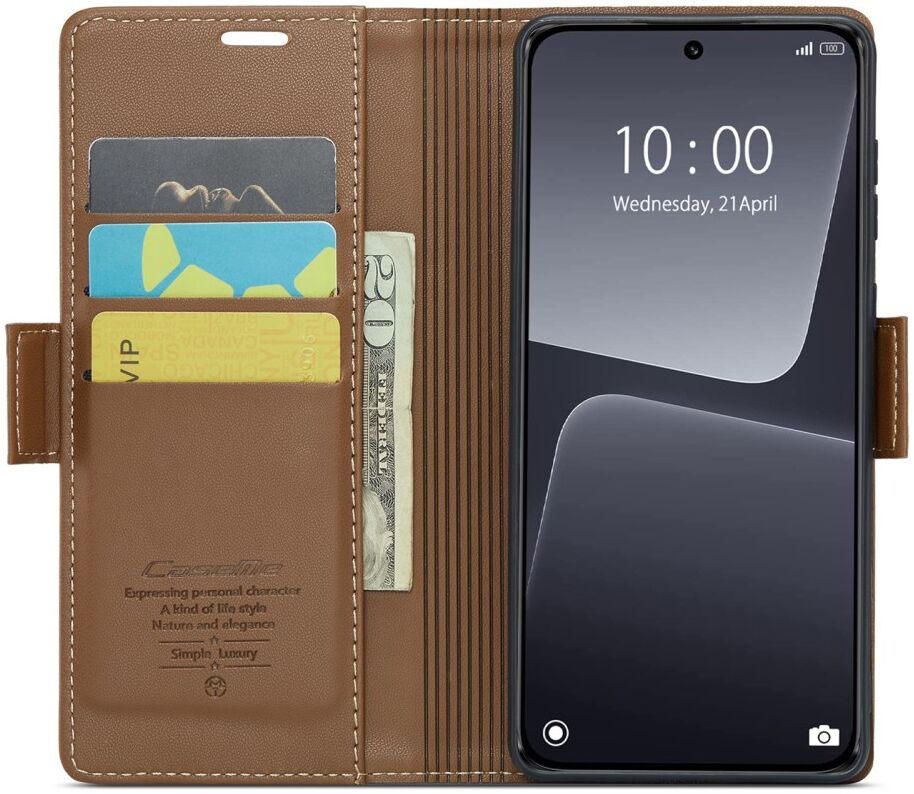 CaseMe 023 Xiaomi 13 Hoesje Portemonnee Book Case Bruin afbeelding 1