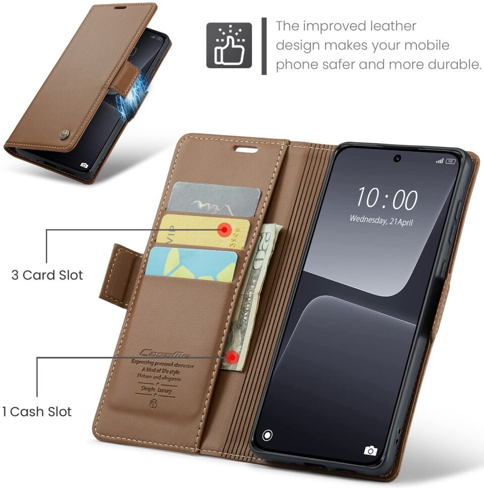 CaseMe 023 Xiaomi 13 Hoesje Portemonnee Book Case Bruin afbeelding 5